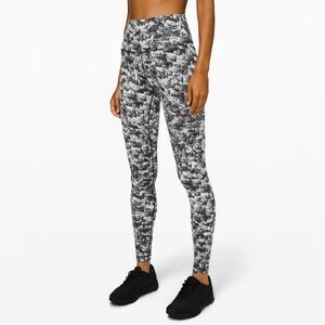 Lululemon Wunder Under High Rise Tight 28” in Misted Jacquard Black White